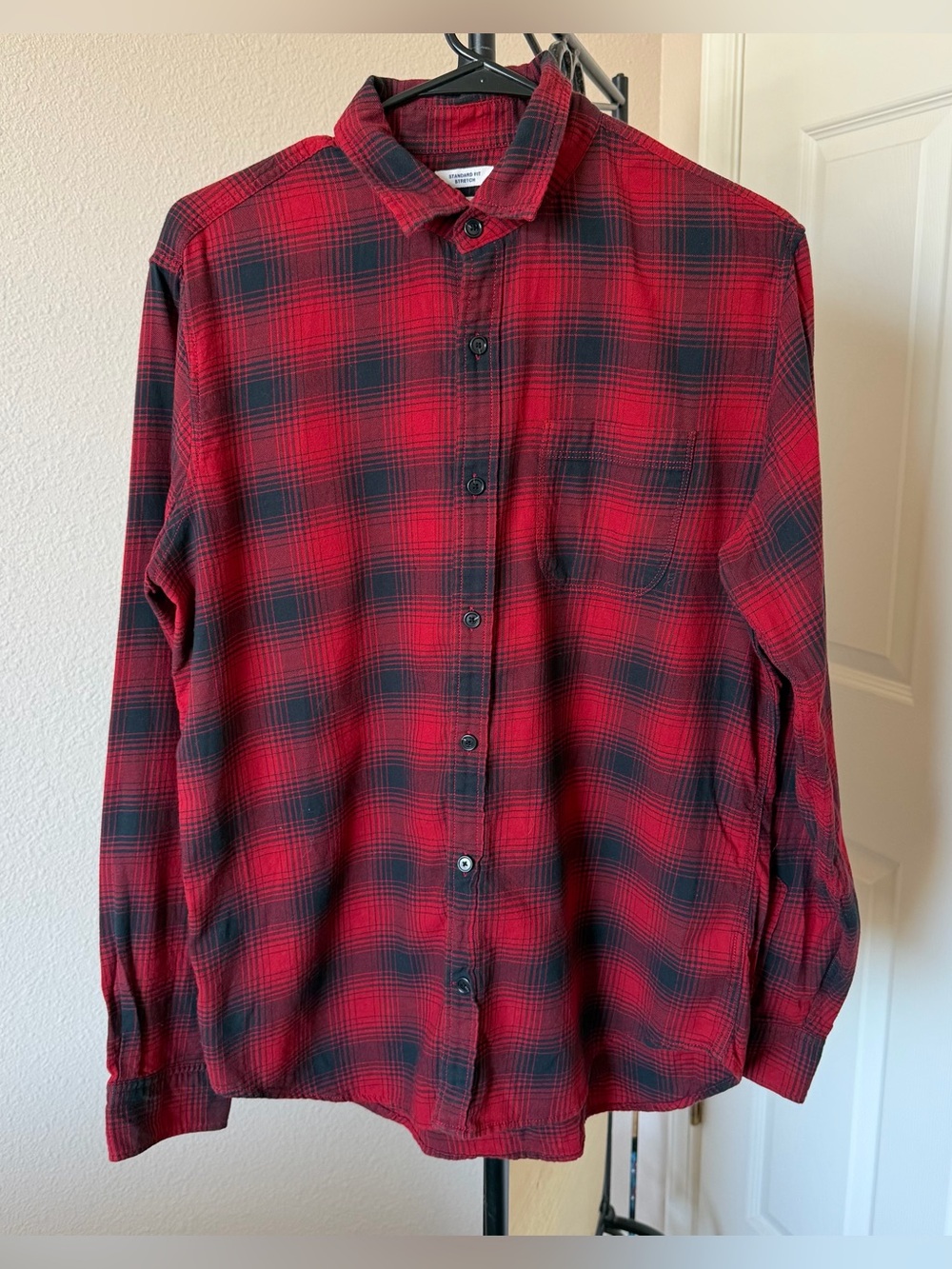 Gap red & black flannel button-up shirt lightweight grunge punk skater academia